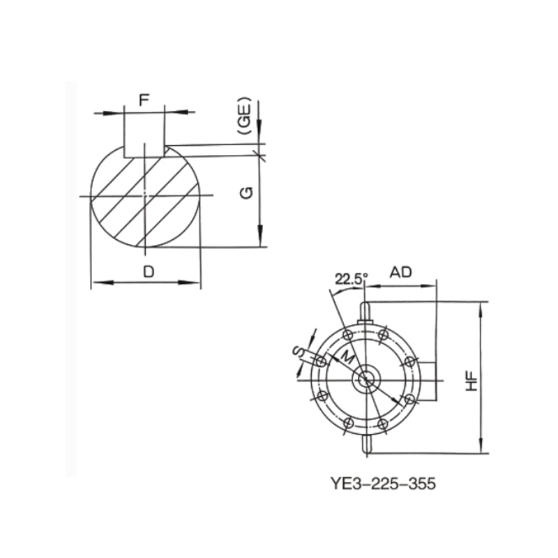 立式安裝、機(jī)座不帶底腳、端蓋上有凸緣的電動(dòng)機(jī)